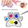 HLLMX 2 PCS Mini Manicure Palette Wearable Metal Nail Art Polish Holder Palette Finger Ring Gel Polish Mixing Tray Nail Art Tools (Silver)