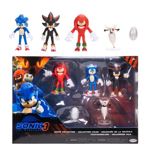 Sonic 3 Movie Action Figures 2.5-Inch Movie Collector Toy Figure Multi-Pack Includes Sonic Knuckles Shadow Buzz Bomber & Drone- Officially Licensed Toys