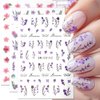 6Sheet Pink Purple Flower Nail Stickers for Nail Art,Cherry Blossom Petal Nail Art Stickers Spring Summer Butterfly Floral Nail Decals for Nail Art Daisy Leaf Nail Sticker Nail Decor Nail Accessories