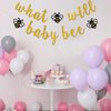 INNORU What Will Baby Bee Banner, Bumble Bee Theme Baby Shower Party Decorations, Mommy to Bee Daddy to Bee Party, Bee Boy or Girl Party Decorations, Gold Glitter