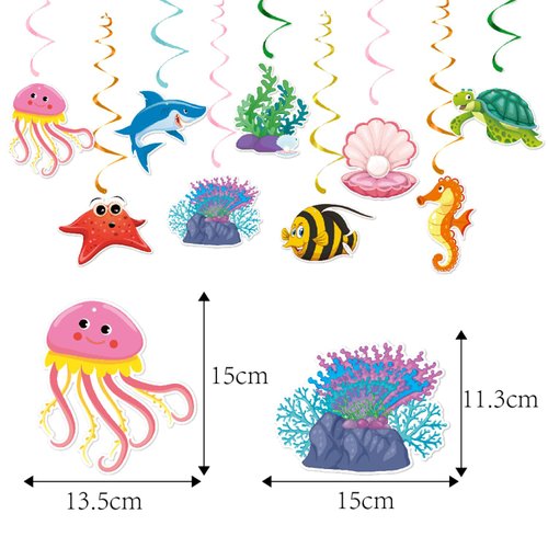 Sea Animals Hanging Swirl Decorations Under The Sea Birthday Party Decor for Boys Girls Ocean Mermaid Themed Baby Shower Beach Party Favors Supplies