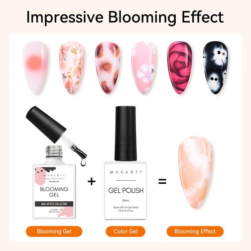 Makartt Clear Blooming Gel 15ml UV LED Soak Off Nail Art Polish for Spreading Effect Marble Nail Polish Gel Paint Nail Designs for DIY Color Flower Watercolor Magic Beauty Gift