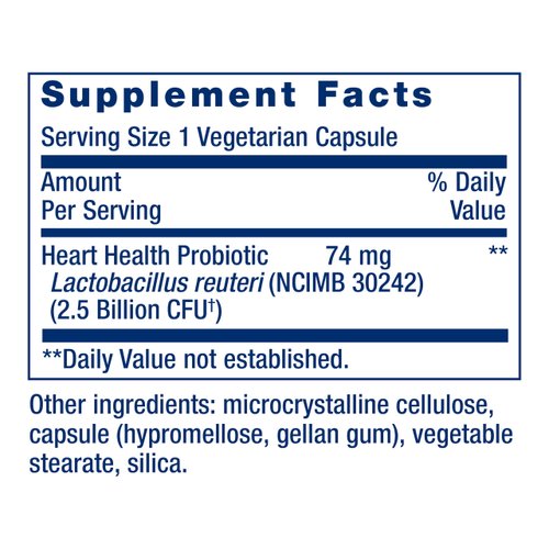 Life Extension FLORASSIST® Probiotic Heart Health, Lactobacillus reuteri 30242, Promotes Heart Health and Already Healthy Cholesterol Levels, Gluten-Free, Non-GMO, Vegetarian, 60 Capsules