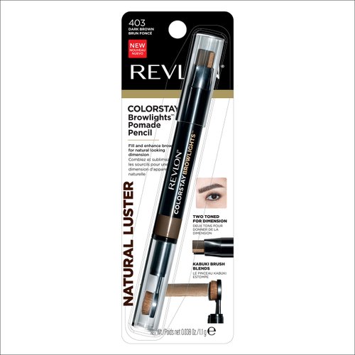Revlon Colorstay Browlights Pencil, Eyebrow Pencil & Brow Highlighter, 0.55 Lb, Dark Brown