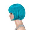 SWACC 10 Inch Short Straight Bob Wig with Bangs Synthetic Colorful Cosplay Daily Party Flapper Wig for Women and Kids with Wig Cap (Teal Blue)