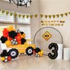 136pcs Construction Birthday Party Balloon Garland Kit, Digger Birthday Party Supplies with Yellow Black Balloon Truck Banner for Construction Quarantine Party Decorations (Arch 3)