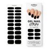 MOYOU LONDON Semi Cured Gel Nail Strips Solid Color 20 Pcs. UV Gel Nail Wraps for Salon-Quality Manicure, Easy to Apply, Trim, & Remove, Jet Black