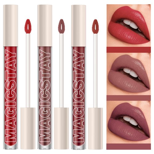LANGMANNI 3 Colors Matte Liquid Lipstick Kit,Long Lasting & Waterproof Nude Lipgloss,High Pigmented Not Thick or Stick Lip Gloss Set For Women And Girls (D-#10#11#12)
