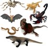 Gemini&Genius 7Pcs Reptile Animal Toys for Kids, Amphibians Desert Animal Toys with Komodo Dragon Lizard Snake Spider Chameleon, Cold Blooded Animal Figures Toy Set, Play and Display Gifts for Kids