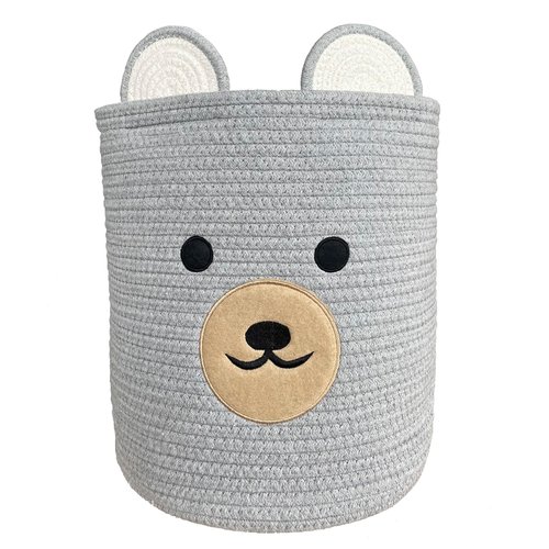 Bear Basket for Nursery, Baby Baskets for Storage, Kids Toy Basket and Laundry Basket, Gift Baskets for Baby Shower, Storage Basket for Children Plant Basket Indoor Corner (Light Grey)