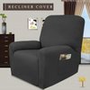 Easy-Going 4 Pieces Microfiber Stretch Recliner Slipcover – Spandex Soft Fitted Sofa Couch Cover, Washable Furniture Protector with Elastic Bottom for Kids, Pet(Recliner, Dark Gray)