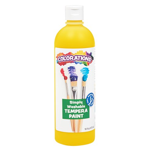 Colorations-WSTYE Washable Tempera Paint, 16 fl oz, Yellow, Non Toxic, Vibrant, Bold, Kids Paint, Craft, Hobby, Fun, Art Supplies