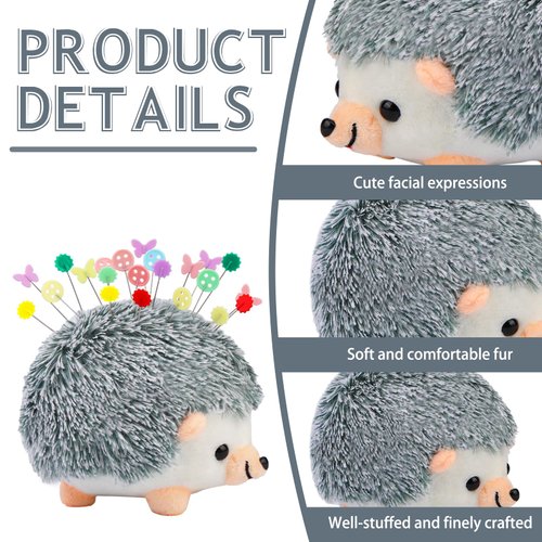 402 Pieces Hedgehog Pincushion Flat Head Straight Pins Kit, Cute Pincushion with Clear Storage Box and Quilting Pins, Colorful Head Straight Sewing Pins for Handicrafts DIY Sewing