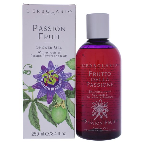 L'Erbolario - Passion Fruit - Shower Gel - Extracts of Passion Flowers and Fruits - Relaxing Daily Cleansing Routine - Gentle Cleansing Action, Softening, Smoothing, and Moisturizing, 8.4 oz