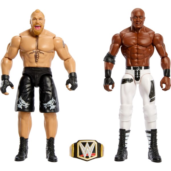Mattel WWE Championship Showdown 2-Pack Action Figures & Accessory, Series #16 Brock Lesnar vs Bobby Lashley Collectible Set, 6-inch