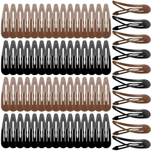 80 Pcs 2.7" Big Metal No Slip Snap Hair Barrettes and Pins for Women, Girls, and Teens - Hair Accessories Gift Set (Black, Brown)