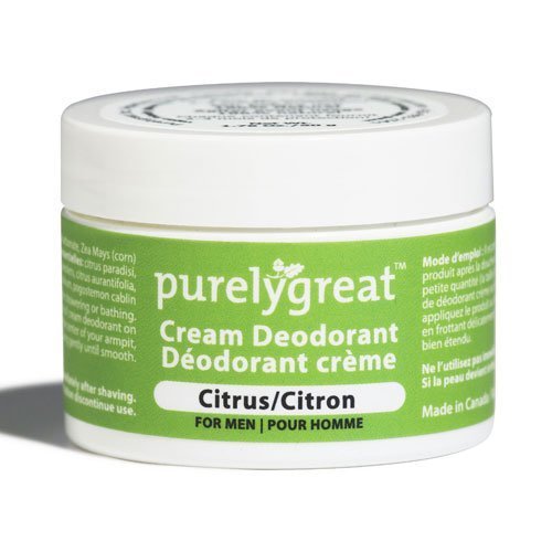 Purelygreat - All Natural Men’s Deodorant, Long-Lasting Natural Deodorant for Daily Use, Aluminum-Free Cream Deodorant for Men, EWG Verified Handcrafted Vegan Deodorant, Citrus, 50 g