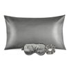 Ciana Luxurious Satin Pillowcase for Hair and Skin, Satin Pillowcase Set-2, 1 Eye Mask, 1 Scrunchie - Luxury Sleep Set, Pillow Case with Envelope Closure (King Size, Gray)