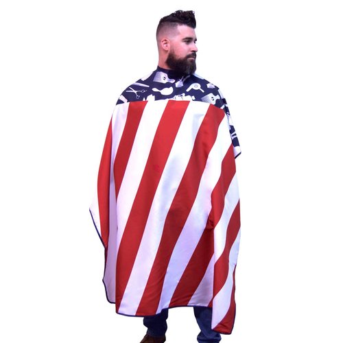 King Midas Vintage American Flag Barber Cape American Flag Hair Stylist Cape