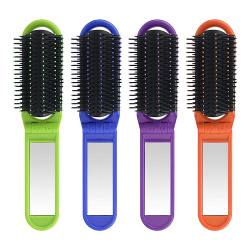 Travel Hair Brush Folding Hair Brush with Mirror and Massage Comb Compact Pocket Hair Brush Foldable Compact Hair Styling Tools for Women and Men(SIZE:4pcs)