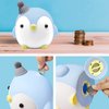 Kids Piggy Bank, SAYTAY Cute Cartoon Penguin Anti-Fall Coin Bank, for Children Adult Gift Or As Home Decoration (Blue)