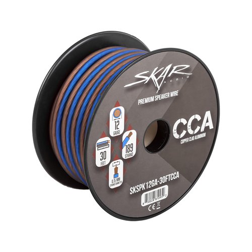 Skar Audio 12 Gauge AWG Audio Speaker Wire - 30 Feet (Blue/Brown)