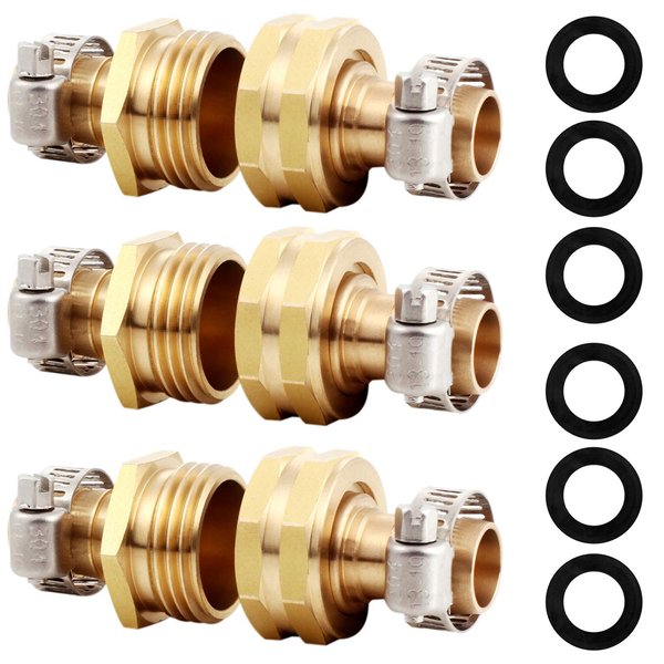 YELUN Solid Brass Garden Hose Repair Connector with Clamps Hose End Repair Kit,Fit for 5/8"Garden Hose Fitting,Male and Female Hose Fittings(5/8"-3 Set)