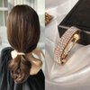 Xiwstar 2Pcs Fashion Rhinestone Hair Clip Ponytail Holder Sparkly Semicircle Metal Spring Hair Clips Barrette Accessories for Women Girls Hair Jewelry