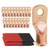 6pcs 4/0 AWG-3/8 Ring Battery Lugs, Copper Lugs, Battery Cable Ends, Tubular Ring Terminals, Crimp Wire Ring Lugs, Battery Terminal Connectors with Heat Shrink Tubing (6, 4/0 Awg - 3/8" (M10) Ring)
