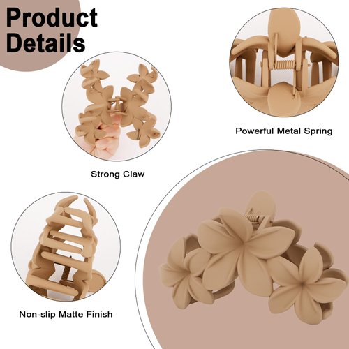 Amariver Flower Hair Clips for Women Matte Flower Claw Clips Non-slip Cute Claw Clips Flower Hair Clip for Thick Thin Hair Strong Hold Hair Claws Hair Accessories for Women Girl