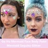 Go Ho Silver and White Body Glitter Set,Singer Concerts Face Glitter Gel Makeup,Holographic Long Lasting Chunky Sequins Glitters for Eye Lip Hair Nails,Festival Rave Accessories,Silver&White Glitter