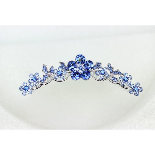 Faship Blue Rhinestone Crystal Floral Hair Comb