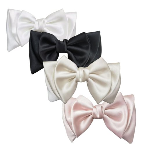 4 Pack Solid Color Satin Hair Bow for Women Hair Clips Barrettes for Girls Hair Accessories (Color A)