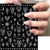 SPLOCUDU 12 Sheets Star Nail Art Stickers 3D Self-Adhesive Nail Decals Silver Aurora Gold Moon Nail Stickers for Nail Art Design Decoration Accessories for Women