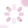 Rchovsam White French Press on Nails Short Round False Nails Pink Marble Press Ons Gold Glitter Acrylic Design Fake Nails Glue on Nails Full Cover Gel Nails for Glirs 24pcs