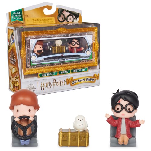 Wizarding World Harry Potter Micro Magical Moments Collectible Figures Multipack Ford Anglia with Harry Potter, Ron Weasley, Owl Hedwig and Display Box, for Children from 6 Years, Fan Item