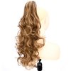 DIGUAN Claw Clip In Wavy Loose curly Synthetic Wrap Around Ponytail Extensions 24 Inches Pony Tail Clip In Extensions for Women Girl 7.4oz/210g (Dark Golden Blonde)