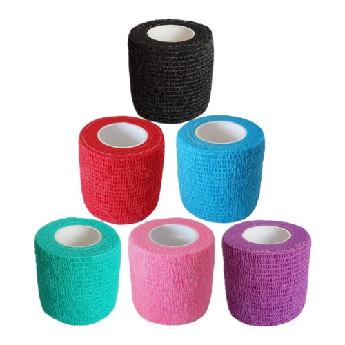 Baisunt 6 Pack 2 Inches Cohesive Bandage Self Adhesive Wrap Elastic Self Adherent Vet Wrap Breathable Self Stick Tape for Wrist, Ankle, Sports, Tatoo Wrap(5 Yards, Multi Colors)