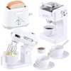Pretend Play Kitchen Appliances Toy Set, Play Kitchen Accessories for Kids 3-8 with Coffee Maker, Toaster, Mixer with Light and Sound, Birthday Gift for Kids Ages 3 4 5 6 7 8，White