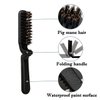 Travel Hair Brush Foldable Hairbrush Pocket-fit Mini Hairbrush Wild Boar Bristle Travel Hairbrush for Men, Women and Children Compact Finishing Hairbrush Dry and Wet Straight Curls (black)