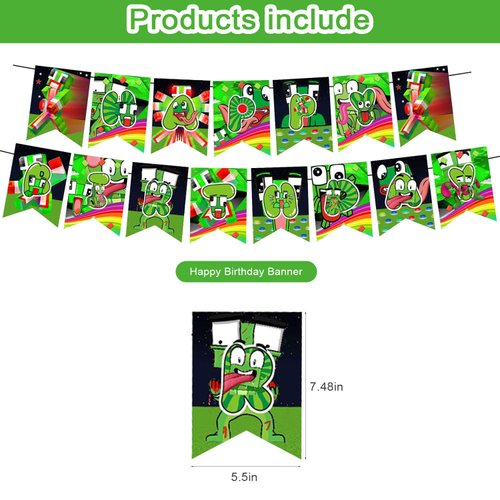 Birthday Party Decoration, Birthday Banner, Cake Topper, Latex Balloons for Game Birthday Party Supplies