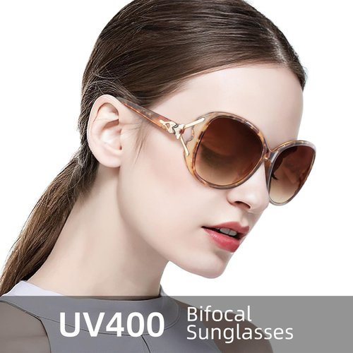 JM Bifocal Reading Sunglasses for Women Fashion Oversized Readers Outdoor Reading Glasses UV400 Protection Tortoise +2.25