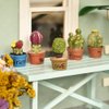 iLAND Miniature Dollhouse Accessories and Furniture, Dollhouse Table w/Succulent Dollhouse Plants 8pcs Fit Dollhouse & Fairy Garden
