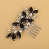 BERYUAN Crystal Rhinestone Hair Comb Handmade Rhinestone Crystal Beads Wedding Comb Teardrop Rhinestone Headpiece Rhinestone Side Comb for Wedding Women (black)