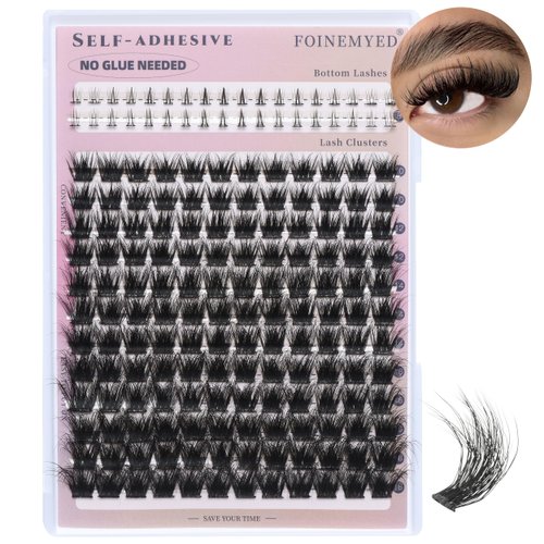 Lash Cluster with Self-Adhesive Bottom Lashes Wispy Lash Clusters 10-18mm Fluffy Eyelashes Volume Lash Extension with Lower Lashes Individual Lash Clusters by FOINEMYED