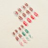 Christmas Press on Nails Short Almond Fake Nails with Gingerbread Man Designs Nails Press Ons Snowflake Glue on Nails Full Cover False Nails Christmas Acrylic Nails for Women 24Pcs