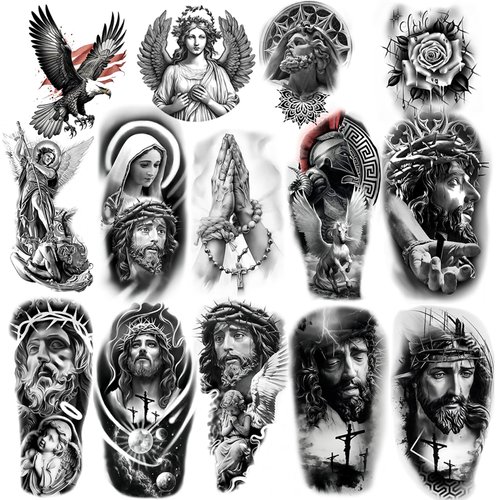 Temporary Religious Tattoos, Angels, Jesus, Mary, Stickers, Jesus Temporary Tattoo, Christ Tempor...