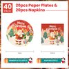 40PCS Merry Christmas Paper Plates and Napkins, Christmas Theme Tableware Set Includes 9Inch Paper Plates and Napkins Disposable Decoration Supplies for Kids Christmas Birthday Party, Serve 20