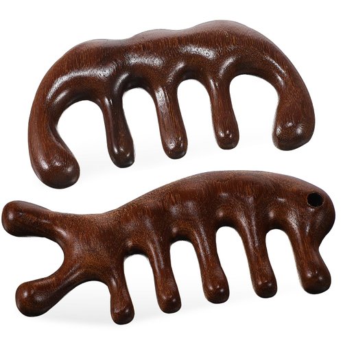 PRETYZOOM 2 Pcs Wooden Scalp Massage Comb, Sandalwood Wide Tooth Comb, Wooden Wide Tooth Hair Com...