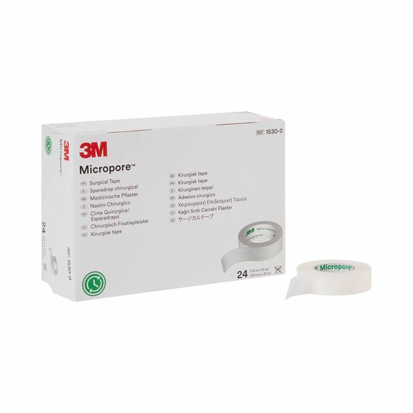 3M Micropore Surgical Tape .5" x 10 Yd 1530-0, 2 Boxes, 24 Rolls/Box